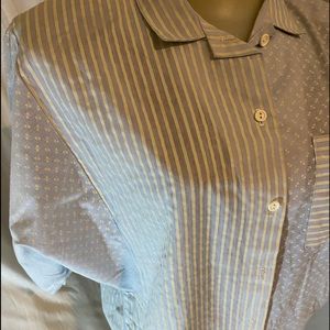 Blouse Ladies Vintage Blue/White Rosebud II M